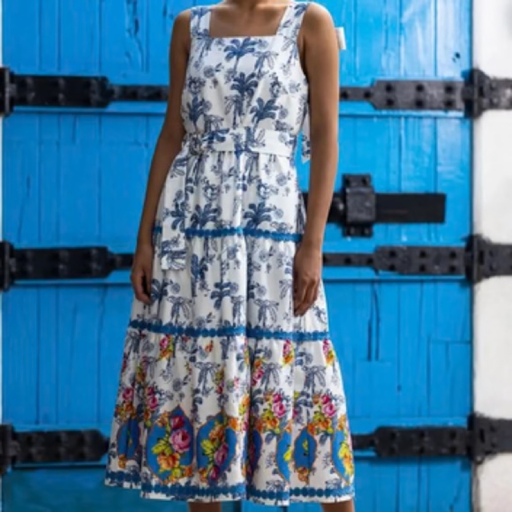 Floral Blue and White Dress